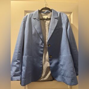 Top Shop Blue Jacquard Two Button Blazer